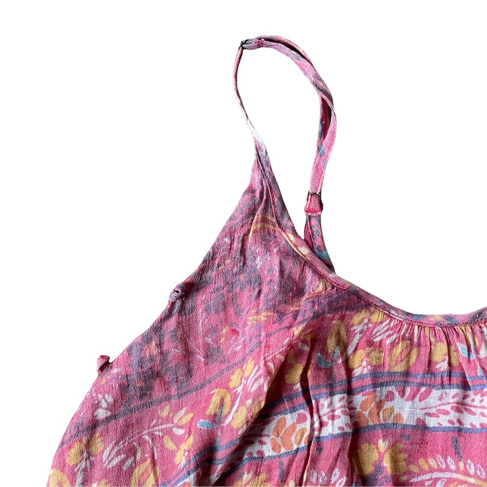 KIMCHI BLUE washed out look red & yellow floral/tribal strappy mini dress - Picture 4 of 15